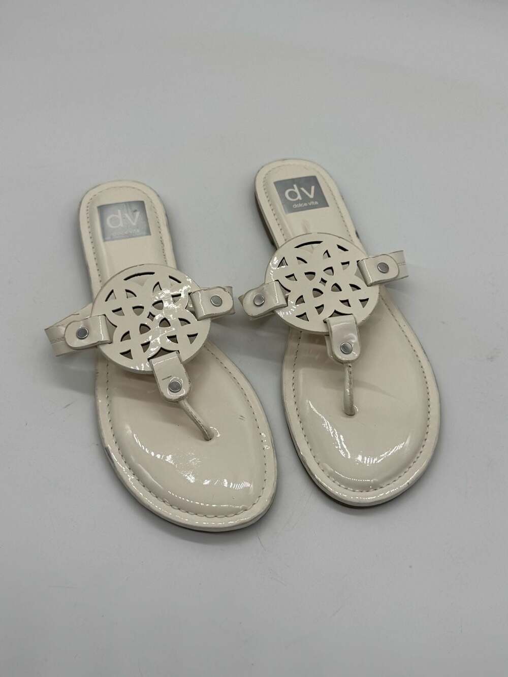DV Dolce Vita Medallion Thong Sandals White